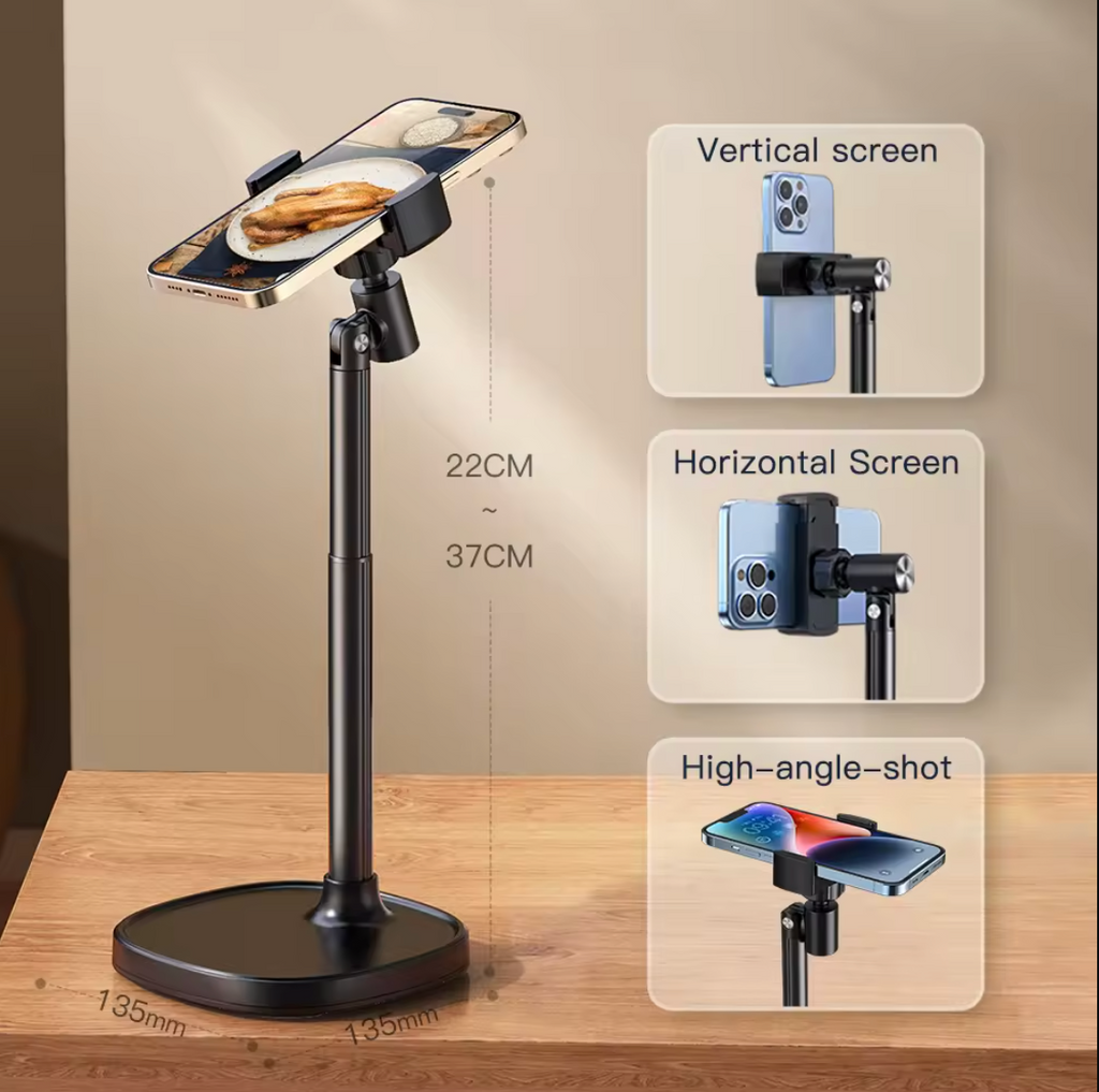 Premium Foldable Aluminium Phone Stand – Adjustable Portable Desktop Holder