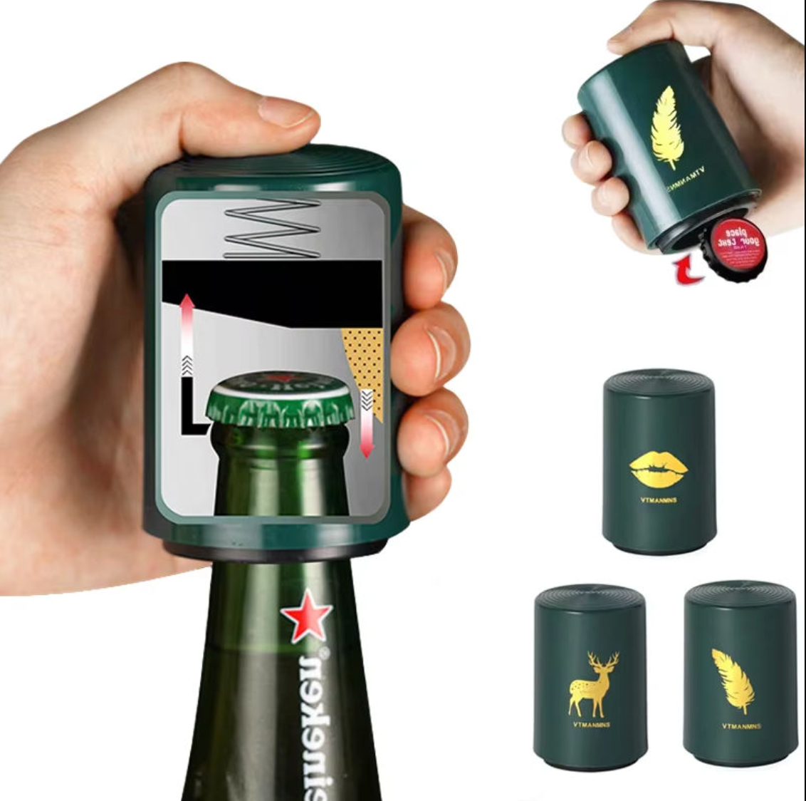 Magnetic Automatic Bottle Opener – One-Touch Push-Down Bottle Opener Gadget