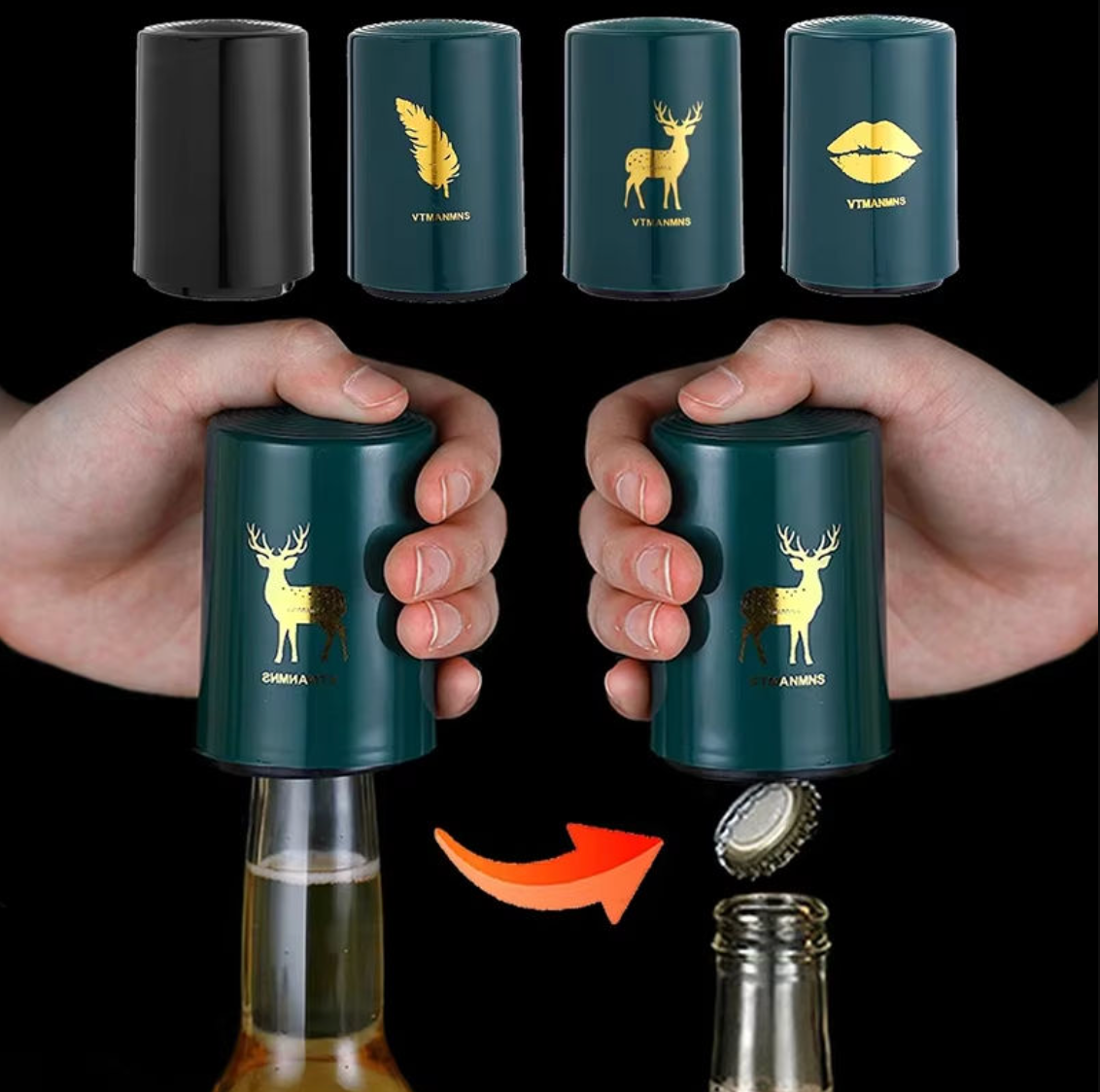 Magnetic Automatic Bottle Opener – One-Touch Push-Down Bottle Opener Gadget