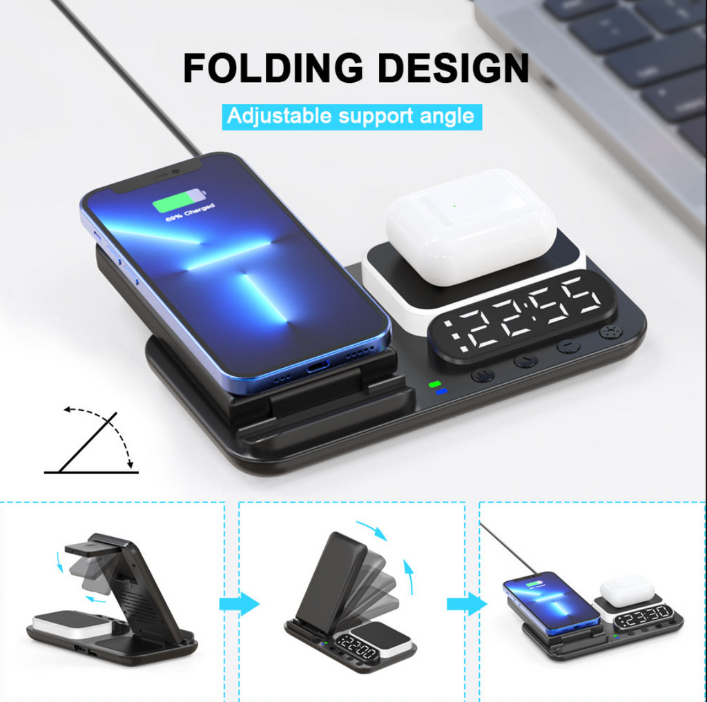 3-in-1 Wireless Charging Alarm Clock – Digital LED Clock & Phone Charging Station