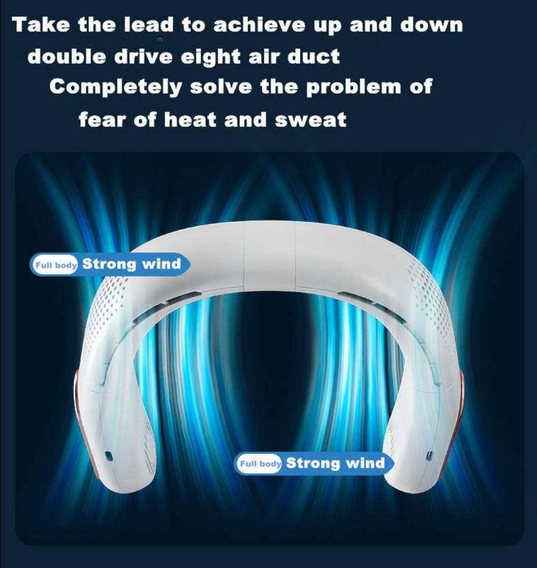 A339 Hands-Free Portable Fan – 4000mAh Rechargeable Wearable Neck Fan