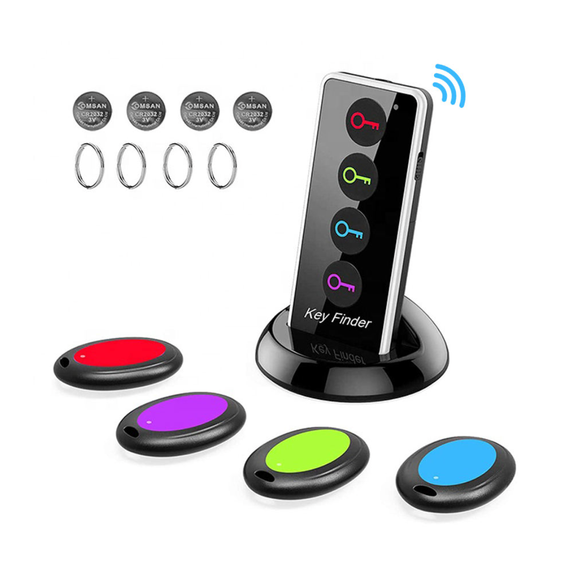 Smart 4-in-1 Wireless Key Finder – Anti-Lost Item Tracker with 4 Receivers & Audible Alarm
